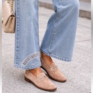 Chic Tan Suede Loafers with Embellishments
